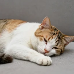 calico cat sleeps, very cute