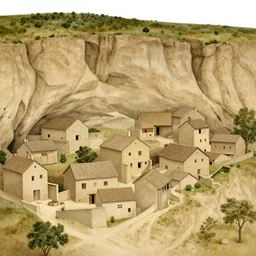 pueblo indian cliffside houses by hieronymus bosch