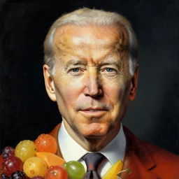 a fruit salad with the face of joe biden, by giuseppe arcimboldo