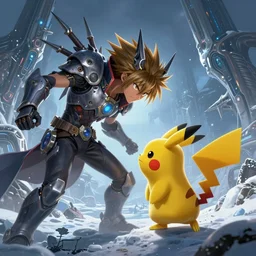 very very very very highly detailed epic photo of meliodas catching a pikachu in the north pole,, intricate, dystopian, sci - fi, extremely detailed, digital painting, artstation, concept art, smooth, sharp focus, illustration, intimidating lighting, incredible art by artgerm and vincent di fate