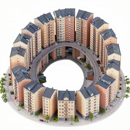 upplands vasby city, houses build in a big spiral