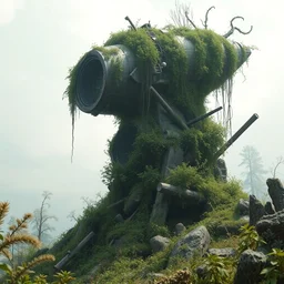 a vegetation - covered broken spaceship, close up peter mohrbacher, featured on artstation, octane render, cinematic, rugged, intricate, 8 k