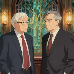 bernie sanders meets eugene debs, cinematic, art deco, semi - realistic anime, award winning, masterpiece, style of studio ghibli, makoto shinkai, trending on artstation, 8 k