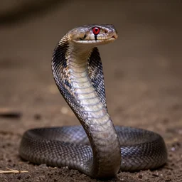 giant black mamba with red eyes