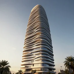 parametric tower designed by zaha hadid with curved balconies, cinematic, ray traced, octane render, cinematic lighting, ultrarealistic, featured on artstation, 8 k