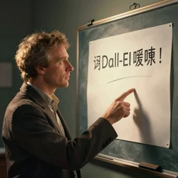 Man pointing at board explaining why Dall-E sucks