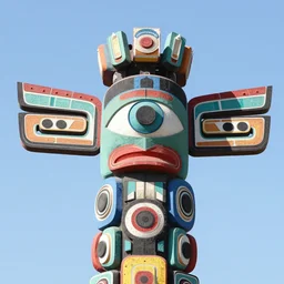 a sculpture of an intricate totem made of colorful vectors with a beautiful large third eye wide open, intricate line work, visionary artist, shamanic art, concept art, award winning sculpture, ambient occlusion, digital art,