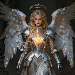 Angel knight gothic!!!! girl. By Konstantin Razumov, Fractal flame, chiaroscuro, holographic!!!, highly detailded
