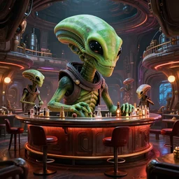 tatoni bar aliens star wars the mos eisley cantina 3 dstudiomax, maya 3 d, unrealengine, 4 k, 8 k, hdr, extreme render, mind - bending reality, hyper detailed, ultra - vivid, photo - realistic nikon 3 5 mm, photograph