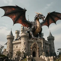 dragon, castle, western motif