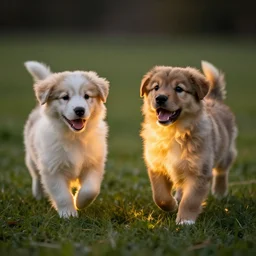 glowing puppies having fun