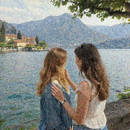 some girl!! painting!! her lover in front of lake como!!! by edward williams