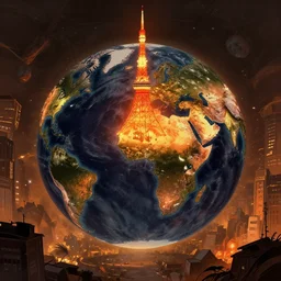 tokyo in a post apocalyptic earth as seen by greg rutkowski, dark theme, enchanted, warm colors, high quality, waw, trending on artstation