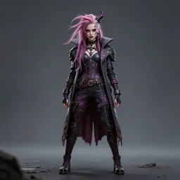 wide shot of Grimes as a highly detailed super villain character, trending on artstation, concept matte