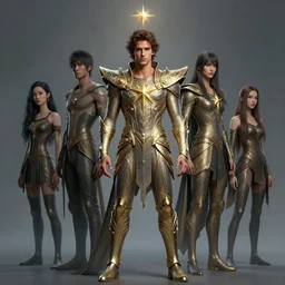 full body portrait of adam brody as a magical star guardian. detailed face, concept art, intricate, highly detailed 8 k, smooth, sharp focus, handsome and aesthetic shape of face and body, artgerm, artstation, art by zexi guo and nira and junpei suzuki and gharliera and rinotuna