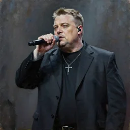 viktor orban as a black metal singer, oil painting by dariusz zawadzki