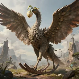 highly detailed portrait photo of a huge mûmakil-搖籃百合 with wings in a scenic dystopian environment, hyperrealistic Illustration