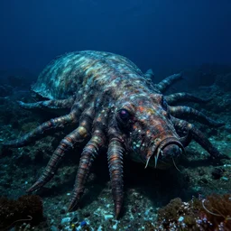 undiscovered deep sea animal, dark lighting, thalassophobia, huge, real photo, 4 k