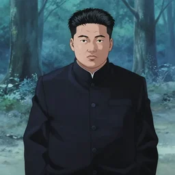 filmstill of kim jong - il in the style of ghost in the shell by mamoru oshii