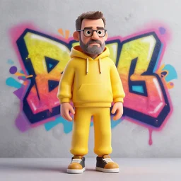 multicolor 3 d render of walter white graffiti wearing yellow outfit by @ combrisi in 4 k ultra high resolution, with depressive feeling