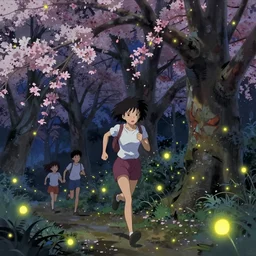 🇯🇵👺♀🏃♀🌸🌸🌸 fireflies. by satoshi kon, ilya repin, lena aenami, shinji kimura