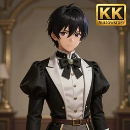 rimuru tempest dressed as a butler, cute, highly detailed, professional digital painting, concept art, unreal engine 5, 8 k, cinematic, wlop, art by greg rutkowski, pixiv art, taiki kawakami, yoshitaka amano