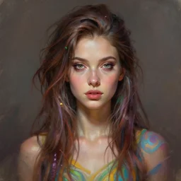 perfectly - portrait of a beautiful female psychedelic character, intricate, highly detailed, digital painting, loose brush strokes, realistic shaded lighting, artstation, concept art, smooth, sharp focus, illustration, realism, oil painting, unreal engine 5, 8 k, art by sam spratt and peter mohrbacher