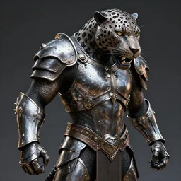 warrior with metal jaguar armour, highly detailed, 4k, HDR, smooth, sharp focus, hyper realistic, high resolution