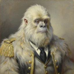 detailed portrait of a dignified yeti, oil painting, regal, black tie
