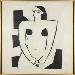 abstract primitivism minimalism art painting, lines, forms, shapes, in style of amedeo modigliani