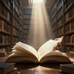a book in a library, trending on Artstation, volumetric light, lightrays, cinematic, athmospheric, octane render, insanely detailed and intricate, hypermaximalist, by James Jean