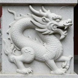 a dragon sculpture made from stone