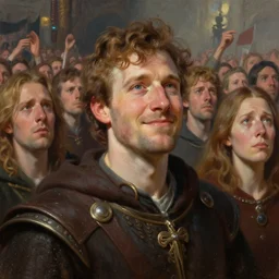 greg manchess oil matte portrait painting, happy sad angry arena crowd, all emotions, medieval, fantasy, wonderful masterpiece highly detailed, scifi, beautiful cinematic light deep focus, elegant, digital painting, smooth, sharp focus, golden ratio, dramatic illumination, ultra realistic, 4 k, art by greg rutkowski wlop rossdraws