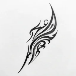 a thin swirling tribal tattoo design on paper, black and white