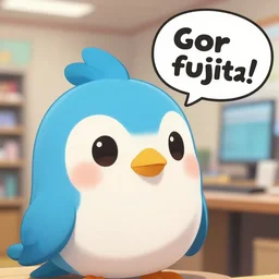 gori fujita illustration a game development studio, little bird close up and text bubble, sharp focus, highly detailed, artstation