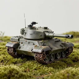 detailed extreme close - up of miniscule military tanks in moss and grass by greg rutkowski, masterpiece by edgar maxence and ross tran and michael whelan, gustav dore, 8 k, octane render