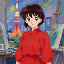medium shot portrait, a cute red outfit, tokyo anime scene, very anime in impressionist style, anime trending artwork, anime painter studio, by claude monet