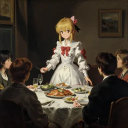 cirno from touhou preparing the home for guests for dinner, painting by caravaggio, dark shadows, detailed