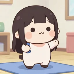 cute fumo plush of a girl who lifts on a regular basis, exercise, anime girl