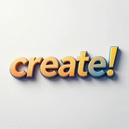 a 3 d rendered text logo that says create!