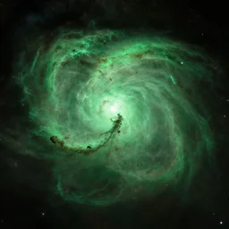 Green nebula in deep space without planets, Trending on Artstation