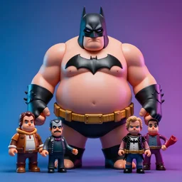 hyperrealistic rendering, fat smooth cronenberg flesh monster batman by donato giancola and greg rutkowski and wayne barlow and zdzisław beksinski, product photography, action figure, sofubi, studio lighting, colored gels, colored background