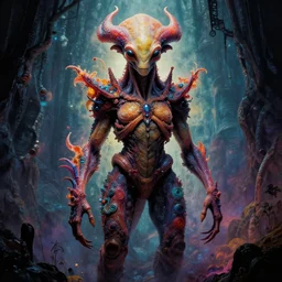 exquisite, imaginative alien creature poster art, atmospheric, humanoid, colourful movie art, by lucusfilm weta studio alphonso mucha tom bagshaw james jean frank frazetta