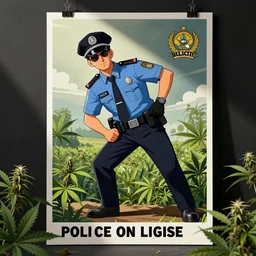 cannabis poster crooked police cartoon