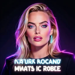 led neon art of margot robbie, digital art, hyper detailed, award winning