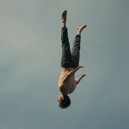 a matte painting of a human decending from sky