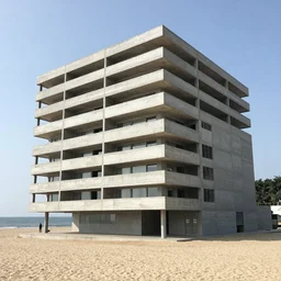 art gallery, brutalist architecture, next to the beach, built by tadao ando