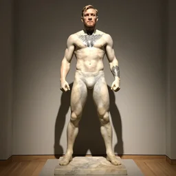 connor mcgregor marble statue, stone, full-body, museum, photograph, realistic, 8k resolution,