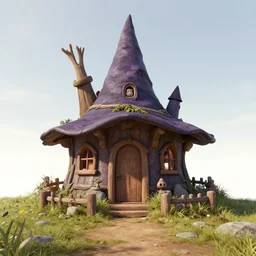 a witch hut, greg rutkowski, zabrocki, karlkka, jayison devadas, trending on artstation, 8 k, ultra wide angle, zenith view, pincushion lens effect