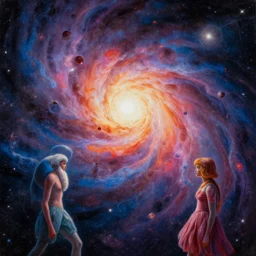 a beautiful cosmic painting by artgerm and alex grey and wes anderson and spike jonze, trending on artstation